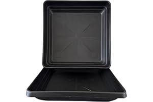 GROWCERY Deep Square Plant Saucers – Extra Thick & Durable Drip Trays | Heavy-Duty Plastic for Indoor & Outdoor Pots | Leak-Proof, Stackable, Reusable Design | Multiple Sizes for Square Planters (1, Deep 25CM)