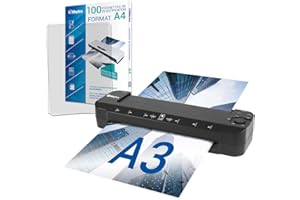 WAYTEX Plastifieuse A3 A4 A5 A6 A7 Pro Ultra Rapide à Chaud et à Froid jusqu’à 2x150 microns Température Réglable pour Usage Professionnel Intensif Pack avec 100 Pochettes A4