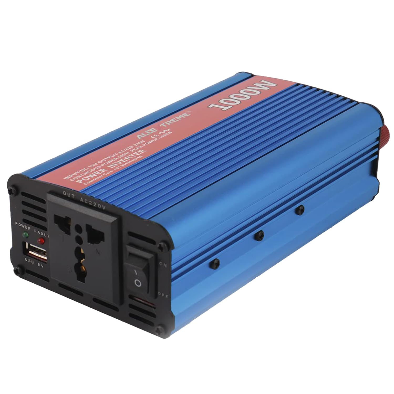 AllExtreme EXPINT01 1000W Heavy Duty Portable Power Inverter 1 USB Port Charging DC to AC Output Socket With Cooling Fan For Laptop Smartphones Lights Car Gadgets Camping Equipment Vehicle Electronics
