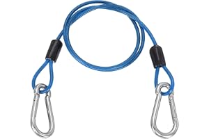 PATIKIL 0,5 m säkerhetsstålkabel med snäppkrok dubbel ögla, klar blå | PVC-belagd, flexibelt vajer, säkerhetskedja för cykellås, för utomhusbruk, resor, bagage