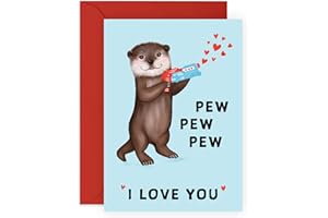 CENTRAL 23 Kartka rocznicowa dla pary - urocza kartka wydra dla męża żony partnera - 'I Love You' prezenty dla niego lub dla niej - kartki z okazji rocznicy dla chłopaka dziewczyny - w zestawie z naklejkami