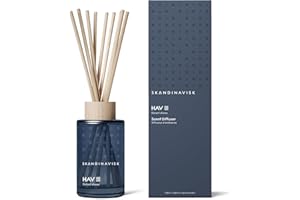 Skandinavisk HAV 'Sea' - Difusor de varillas con 8 cañas, dura +3 meses, notas de aroma: spray de sal y algas marinas, espino y rosa de playa, 100 ml