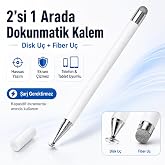 Sneezy Samsung Galaxy Tab A11+ Plus X230 İle Uyumlu &Ccedil;ift U&ccedil;lu Dokunmatik Kalem Disk Fiber U&ccedil;