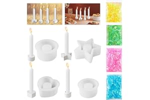 HEYIDAMAI 4 Stück Silikonform Kerzenhalter,DIY Giessform Kerzenhalter, 3D Silikonformen Gießformen Kerzenhalter,Silikonform Kerzenhalter Stern,Gießform Stern Kerzenhalter,für Kerzenständer Tablett