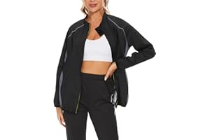 LAZAWG Sauna Suit for Women Long Sleeve Zipper Sauna Jacket Gym Workout Sweat Suits