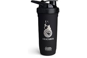 Smartshake Reforce Stainless Steel Game Of Thrones Dracarys, Shaker Bottle (900 ML /30oz) | Lightweight Resistance Sports Shaker Bottle with a Soft Lid | Leakproof, BPA Free & DEHP Free
