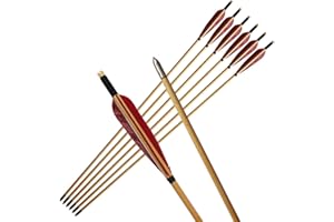 e5e10 6 PCs Wooden Arrows Turkeys Feather Wood Shaft Archery Recurve Bow Longbow Red