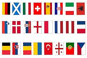 AIZHENQIAN 24 Nations Euro 2024 Football Championship Bunting Flags - Double-Sided Fabric Flags Bunting for Celebrations, Ideal for Bar, Club, Garden, and School Parties