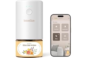 SenseFlow Difusor Aceites Esenciales Difusor de Aromas Smart Wi-Fi SF101S -Ultrasónico Sin Agua, 100% Vegetal, Aromaterapia120 Días, para Hogar, Hotel y Estudio Hasta 100 ㎡ - Cedro, Cítricos y Verbena