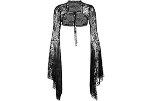 keland Damskie gotyckie koronkowe swetry górna część długie rękawy bolerko Crop Top
