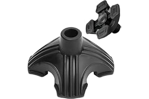 Bailinks Embout de canne en caoutchouc antidérapant pour béquille de 19 mm, support quadruple antidérapant (noir)