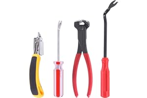Keadic 4 Pcs Upholstery and Construction Staple Remover Set Contains End Cutting Pliers, Staple Puller, Tack Lifter, Fastener Remover Tack Puller Nail Remover Tool for Furniture Carton Floor