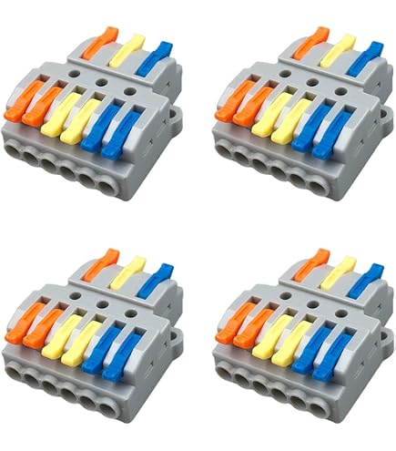 15-Pack KV424 Lever Wire Connectors – 2 In 4 Out, 6-Port Compact Push-Button Terminals, No Tools, Built-In Test Point, Replaces Electrical Tape, For Solid/Stranded Copper Wire 28-12 AWG