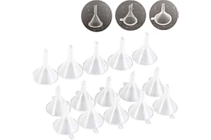 CAILIYA 15 PCS Funnel Set,Plastic Travel Small Funnel Mini Funnel for Lab Bottles, Sand Art, Perfumes, Spices, Essential Oils & Recreational Activities, Clear, Plastic(3 Sizes,5 Pieces Each Size)