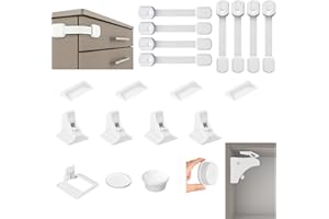 Kit sécurité bébé Jezzafe | Bloque porte bébé, 8 serrures + 4 serrures magnétiques, bloque placard enfant, sécurité fenêtre enfant, protection meuble bébé, bloque tiroir bébé, sécurité bébé