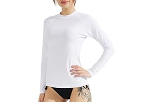 SURFEASY Rash Guard da Donna, Maniche Lunghe, Protezione Solare, Maglia Protettiva Rash Guard per Nuoto Snorkeling Surf