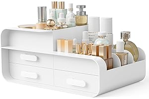 BTGGG Make Up Kosmetik Organizer Kosmetik Aufbewahrung mit 3 Schubladen Multifunktionaler Organizer Schminke mit Fächer für die Aufbewahrung von Kosmetika, Hautpflegemitteln und Schmuck