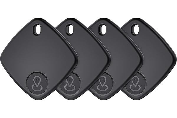 DEEBYCOO Traceur Tag Lot de 4, Localisateurs d'objets Compatible avec Apple Find My (iOS Uniquement), Batterie Remplaçable, Localisateur pour Clés, Bagages, Valise, Sacs à Dos