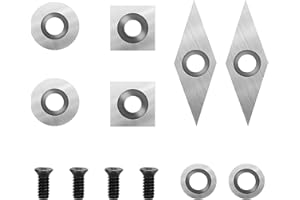 OUGPIU 8PCS Plaquettes De Coupe En Carbure De Tungstène pour Outils De Tournage à Tour à Bois,Comprenant 11mm Carré avec Rayon,8.9mm und 12mm Rond,un Diamant de 30x10mm avec Une Pointe Acérée,avec 4 vis M4
