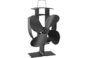 Wiltec Ventilatore per stufa a legna camino, Ventola con 4 pale, 70-350 °C, funzionamento senza elettricità