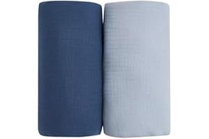 JORNH 120cm x 120cm Muslin Cloths for Baby, 2 Pack large Cotton Muslin Baby Swaddle Blankets, Swaddles for Newborns,Baby Blankets for Newborn Soft, Shower Gifts for New Moms (Blue & Roland)