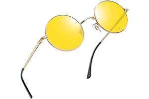 Joopin Redondas Gafas de Sol Hombre y Mujer Polarizadas Estilo Steampunk Retro Vintage Círculo Marco de Metal Protección UV400