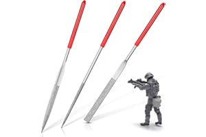 Honoson 3 Pcs Miniature and Model Files, Diamond Small Metal Needle File Set with Round, Flat Tool and Triangular Rasp, for Metal, Resin, and Plastic Miniatures