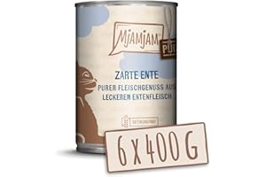 MjAMjAM - Premium Nassfutter für Katzen - purer Fleischgenuss - zarte Ente pur, 6er Pack (6 x 400 g), getreidefrei mit extra viel Fleisch