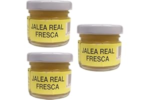 DELIEX DELICIAS DE EXTREMADURA 3 tarros de 30 gr de jalea real fresca, pura y natural de España total son 90 gr de jalea real de abejas y 3 cucharas