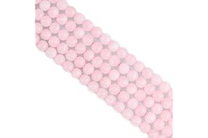 Ouubuuy 60pcs 6mm Round Pink Rose Quartz Crystal Beads for Jewelry Making