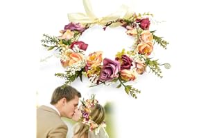 BUENTYA Blumenkranz Haare Hochzeit Blumenkrone Haarkranz Blumen Haarband Verstellbarer Gürtel Haarkrone Blumen Kranz Blumenkranz Kopfschmuck Blumenstirnband Blumenkopfkranz Floral Girlande für Damen