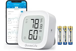 GoveeLife WLAN-hygrometer termometer, digital temperatur och luftfuktighetsmätare inomhus med appmeddelandelarm och datalagri