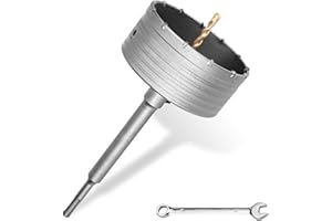 HSAWBIT Bohrkrone 115mm SDS Plus set,M22 Gewinde SDS plus Adapter 220mm und Zentrierbohrer 8x110mm,Wandlochsägebohrer für Mauerwerk Natursteine Sandsteine Kunststeine Beton Marmor(115mm)