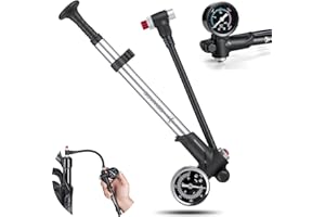 GEWAGE Pompa per ammortizzatori ad alta pressione (max 300 PSI), pompa per forcella e pneumatici 2 in 1 per forcelle MTB e sospensioni posteriori, mini pompa portatile con pulsante di spurgo