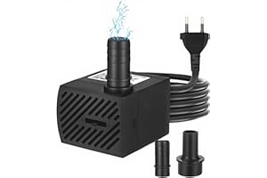 heuchaey Mini bombas de agua ultra silenciosa, 280L/H 4W bomba sumergible pequeña, Bomba para acuarios, estanques, fuentes de agua, jardín, estatuas, fuentes para mascotas, con 1 Boquillas