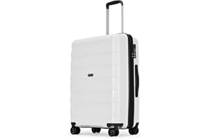 GinzaTravel Expandable Large Suitcase with 4 Double Spinner Wheels and TSA Lock, Lightweight Hard Shell PP Material Travel Luggage,White and black