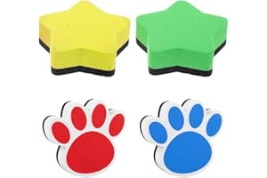 BEPSYOM 4 Pièces Effaceur Magnétique, Gommes Magnétiques Effaçable à Sec avec Tampon en Feutre Épais pour Enfants, Nettoyer Ardoise Effacable, Brosse Magnétique (Coloré)