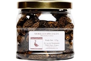 FOIE GRAS LUXE Morilles Conica Séchées - Qualité Irréprochable - Champignons Déshydratées Bocal Hermétique - Pour les Plats Terrines et Sauces (125)