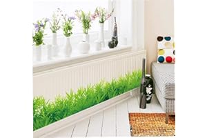 TOSSPER Wall Hierba Fresca 3d Verde Etiqueta De La Placa Base De Pvc Vinilo Decorativo Inicio Para Sala De Estar Dormitorio Nursery Balcón 132 * 26cm