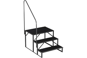FRUYYZL Escalera 5 Peldaños de Exterior, Eescadote Antideslizante para Autocaravana, Peldaños de Escalera de Acero máx 300 kg, Escalon para Perros, Piscina, Patio, Jardín (5 peldaños)