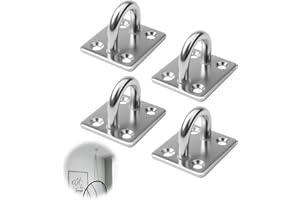 MSMXCS 4PCS M6 Heavy Duty Pad Eye Plate 304 Stainless Steel Oblong Pad Eye Plate Staple Ring Hook Loop U-Shaped Sail Shade Marine Hardware Wall Ceiling Hooks Hanger for Marine Washing Line Suspension Silver