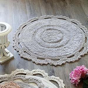 Badteppich Badematte Badvorleger Rund Landhaus Shabby Chic - Crochet