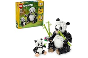 LEGO Creator 3 w 1 Dzikie zwierzęta: rodzina pand, pomysł na prezent dla dziewczynki i chłopca od 8 lat, zabawka konstrukcyjna dla dziecka do przebudowania na figurki zwierząt: orkę lub pingwina 31165
