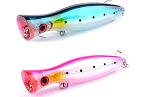 ZXYZLJJD 2PCS 40.3g Fishing Lures, Floating Lure Popper Bait Topwater Fishing Lures Large Popper Fishing Lure Saltwater Fishing Artificial Hard Lures Bass Ton Popper Lures per Seabass, Pike