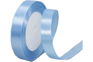 GUIASIPULE 15mm Water Blue Satin Ribbon 22M ，Fabric Hair String Ribbon for Craft, Flower Bouquets, Gift Wrapping, Wedding, Bow Making and Valentines Christmas Decoration