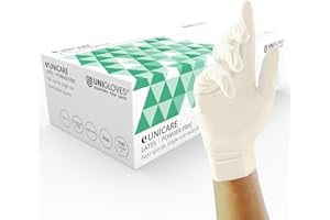 UNIGLOVES Unicare Guanti Monouso in Lattice - Guanti da esame Multiuso, Senza Polvere - confezione da 100 Guanti, Natural, Medium (GS0013)