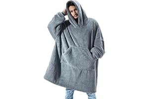 AUTUCAU Oversized Sherpa Hoodies,Cozy Soft Warm Wearable Blanket with Giant Pocket, One Size for Men Women Adult Teens