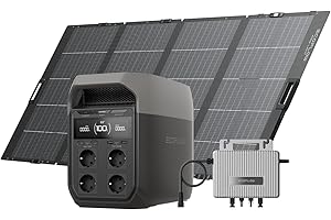 EcoFlow Delta 3 tragbare Powerstation 1024Wh mit 400W Solarpanel, 0% VAT WLAN Stream Mikrowechselrichter 800W, Schnellladung von 0-70% in 30 Min., erweiterbar auf 5 kWh, für Zuhause, Camping und Reise