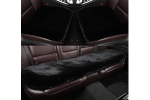 TROYSINC Autositzbezug, Faux Fell Universal Auto Sitzkissen Vordersitz Rücksitz Autositzkissen Abdeckung Set, Dicken Plüsch Auto Sitzauflage (Schwarz)