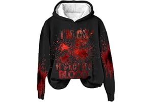 Fannyfuny I'm Ok It's Not My Blood Damen bedrucktes, lässiges Langarm-Sweatshirt, weiches bedrucktes Hemd, Damen-Winter-Sweatshirt-Oberteil Damen Elegant Sexy Pullover Outdoor T-Shirt Casual Loose Top